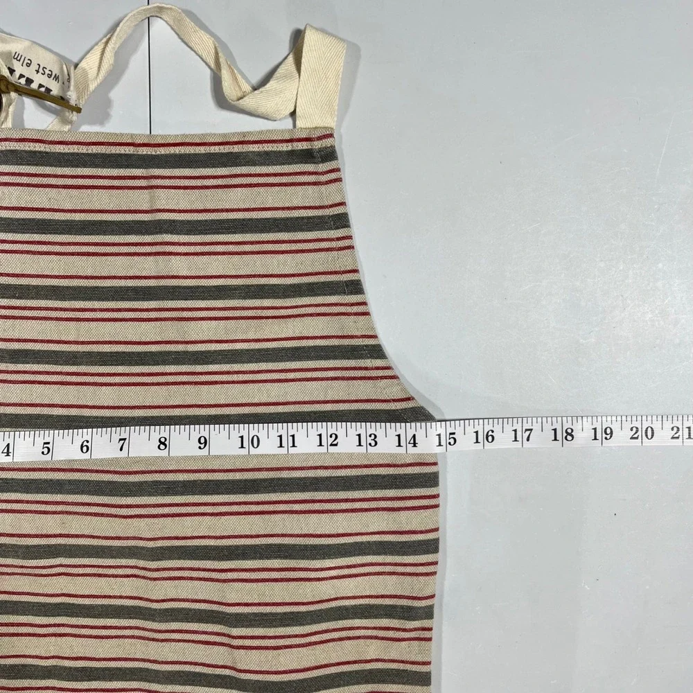 FEED West Elm Striped Canvas Apron Cotton Wool Blend Made in USA Kitchen Cottage